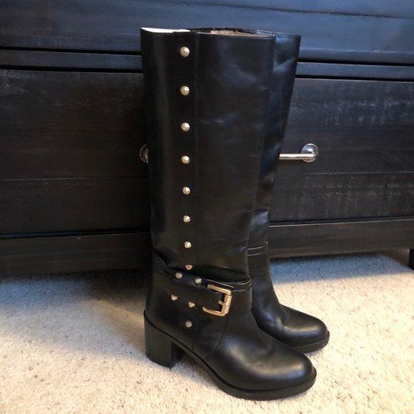 MICHAEL Michael Kors Shoes - Michael Kors MK Leather Studded Knee High Boots